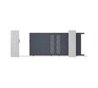 Portail coulissant aluminium semi plein à motifs L416 x H180 cm anthracite GREGOR