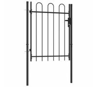 Portail de clôture à ailes simples, pointe bombée, en acier, 1 x 1,2 m | Acier haute performance revêtu par poudre, charnière à boulons, poteau de montage, 3 clés, jardin, cour, terrasse