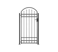 vidaXL Portail de clôture à dessus arqué et 2 poteaux 105x204 cm Noir Noir