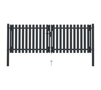 Portail de Clôture à Double Porte Portail de Jardin Portail de Patio Portail de Terrasse Extérieur Arrière-cour Acier 306x125 cm Anthracite
