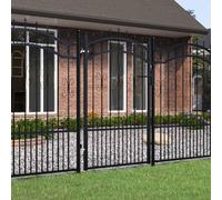 Portail de clôture avec pointe de lance, noir, 103 x 150 cm, en acier revêtu par pulvérisation, porte de jardin robuste pour l'extérieur, haute sécurité, durable