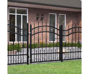 Portail de clôture avec pointe de lance, noir, 103 x 150 cm, en acier revêtu par pulvérisation, porte de jardin robuste pour l'extérieur, entrée sûre pour jardin et terrasse