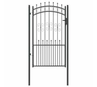 Portail de clôture avec pointe KAMPEN 103 x 175 cm acier gris | Sommet en lance, verrou à pêne coulissant, acier durable, jardin classique, terrasse, entretien au chiffon humide