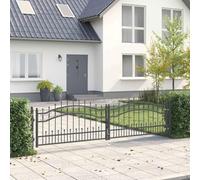 Portail de Clôture avec Pointe KAMPEN 305 x 75 cm Acier Gris | Verrou à pêne coulissant, acier durable, design lance, entretien facile, jardin et terrasse