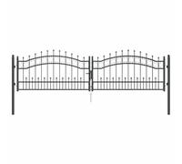 Portail de Clôture avec Pointe KAMPEN 305 x 75 cm Verrouillable | Acier durable, verrou à pêne coulissant, sommet en lance, jardin, terrasse, entretien facile
