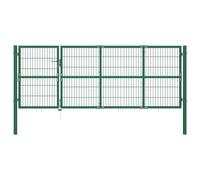 Portail De Clôture De Jardin Avec Poteaux 350x120 Cm Acier Vert