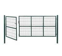 Portail de clôture de jardin avec poteaux 350x140 cm Acier Vert