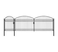 Tuinpoort met gebogen bovenkant 1,75x5 m staal zwart144371