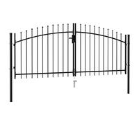 Portail de clôture double battant avec pointes de lance en acier 3 x 1,25 m noir - Haute sécurité pour jardin et entrée | Portail grillagé robuste avec pointes de lance solides