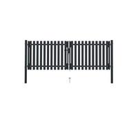 Portail de clôture - - Double porte - Acier enduit de poudre - 306x125 cm - Anthracite