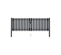 Portail de clôture - - Double porte - Acier enduit de poudre - 306x175 cm - Anthracite