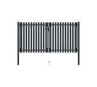 Portail de clôture - - Double porte - Acier enduit de poudre - 306x220 cm - Anthracite