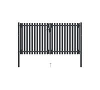 Portail de clôture - - Double porte - Acier enduit de poudre - 306x220 cm - Anthracite