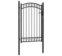 Portail de Clôture EMMEN avec Dessus Arqué Acier 100x106 cm Noir Jardin vidaXL
