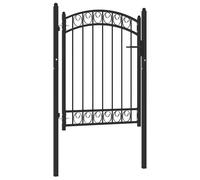 vidaXL Portail de clôture avec dessus arqué acier 100 x 125 cm noir