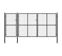 Portail de clôture en acier 400 x 150 cm, anthracite, portail de jardin robuste en acier haute performance avec fil de maille épais, résistant à la rouille et à la corrosion pour une utilisation