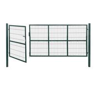 Portail de clôture - vidaXL - 350x140 cm - Acier - Vert - Battant