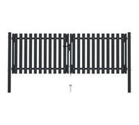 Portail de clôture - - Double porte - Acier enduit de poudre - 306x150 cm - Anthracite