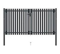 Vidaxl Portail De Clôture À Double Porte Acier 306x220 Cm Anthracite