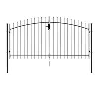 Portail de clôture Woerden Double porte avec embout d'épines, 299,5 x 199,5 | Acier haute performance, revêtement par poudre, charnière à boulons, poteau de montage, 3 clés, jardin, cour, terrasse
