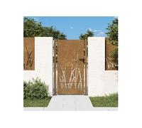 vidaXL Portail de jardin 105x205 cm Acier Corten Conception d'herbe