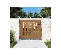 vidaXL Portail de jardin 85x100 cm acier corten design de bambou