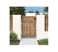Portail de jardin 85x125 cm acier corten design de bambou 153234
