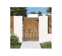 vidaXL Portail de jardin 153223 85x150 cm acier corten motif herbe