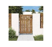 vidaXL Portail de jardin 85x150 cm – Acier corten, design bambou