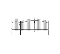 Portail de jardin - - Acier - 2 x 4 m - Noir - Battant - Incurvé