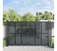 Portail de jardin anthracite 300 x 200 cm, double porte en acier robuste pour jardin, cour et terrasse, design verrouillable avec grillage, durable et résistant à la corrosion