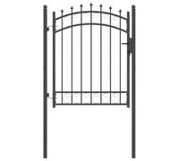 Portail de jardin avec pointes 150 x 100 cm | Acier revêtu par pulvérisation, loquet, kit complet avec poteaux, pour terrasse