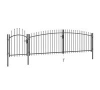 Portail de jardin avec pointes de lance - 5 x 1,75 m - Noir - Clôture de jardin stable - Pour clôtures de jardin - Sûr et durable - Pour jardin, cour et entrée - Revêtement par pulvérisation noir
