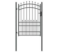 Portail de Jardin avec Pointes EMMEN 170 x 100 cm Gris | Acier enduit de poudre, 2 poteaux, charnières solides, 3 clés assorties, sommet arqué, jardins et terrasses