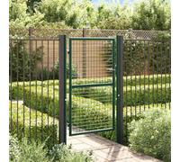 Portail de Jardin en Acier, 100x150 cm, Vert, Portillon de Jardin avec Poteaux Intégrés, Barrière de Sécurité Résistante, pour Clôture, Terrasse et Patio, Installation Facile