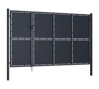 Portail de Jardin en Acier 350 x 150 cm Anthracite | Deux poteaux solides, charnières robustes, jeu de serrure, poignée, broche de terre, structure étanche