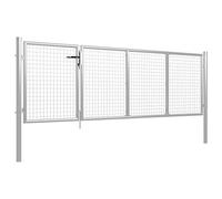 Portail de jardin en acier 350 x 75 cm argenté - Portail de barrière durable et stable pour jardin, allée et terrain - Idéal comme délimitation sûre et élégante