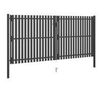 Portail de jardin en acier, 4 x 2,25 m, anthracite, durable et sûr, pour jardin, cour et allée, idéal comme remplacement de clôture ou porte d'entrée