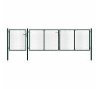 Portail de jardin en acier, 400 x 150 cm, vert, robuste, avec serrure et 3 clés, porte de clôture durable pour jardin, terrasse et terrain