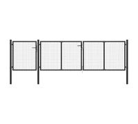 Portail de jardin en acier - 400 x 75 cm - Anthracite - Avec serrure | 400 cm de large, 75 cm de haut, anthracite, acier, fil de maille, serrure incluse, 3 clés