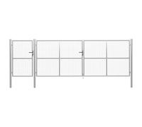 Portail de jardin en acier, 500 x 150 cm, argenté, barrière de qualité supérieure pour jardin, allée et terrain, durable, résistante aux intempéries et sûre