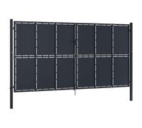 Portail de jardin en acier Anthracite 400 x 175 cm | acier, anthracite, avec 2 poteaux, charnières, serrure, poignée, piquet de terre, clôture, terrasse