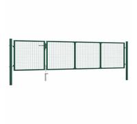 Portail de jardin en acier avec serrure Vert 350 x 75 cm | Acier robuste, résistant à la rouille et à la corrosion, maille soudée, largeur réglable, serrure avec 3 clés