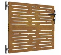 Portail de jardin en acier Corten 85 x 75 cm - Design carré pour jardin, entrée et entrée - Aspect rouille, durable et résistant aux intempéries - Brise-vue moderne avec grande stabilité