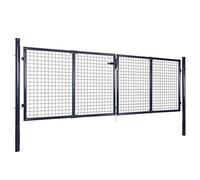 Portail de jardin en acier galvanisé, 289 x 75 cm, gris, en maille durable, pour jardin, clôture et entrée, inoxydable et résistant aux intempéries