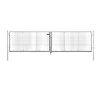 Portail de Jardin en Acier Galvanisé, Portillon de Sécurité avec Serrure, Barrière Robuste pour Jardin, Terrasse, Patio, Couleur Argent, 415 x 125 cm