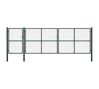 Portail de jardin en acier vert 500 x 200 cm réglable avec serrure et grillage pour jardin, cour, allée, portail, portail, porte de cour, sécurité et accès