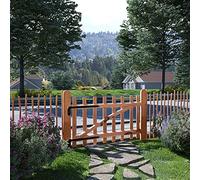Portail de Jardin en Bois de Noisetier, Portillon à un Vantail Imputrescible, Design Rustique avec Charnières Métalliques, pour Clôture de Jardin et Terrasse, Couleur Brun, 100 x 60 cm