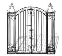 Portail de jardin en fer forgé, décoratif et stable, 122 x 20,5 x 134 cm, idéal pour le jardin, l'entrée et les barrières, résistant aux intempéries et durable