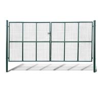 Portail de jardin en maille 400 x 200 cm, grille en acier galvanisé avec | Acier trempé, galvanisé, revêtu par pulvérisation, charnières, poteaux de fixation, 3 clés, résistant à la corrosion